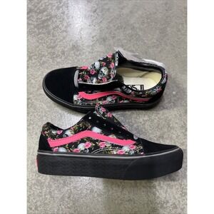 Vans Old Skool Shoes Custom Pink Skull Roses Mens Size 5 Womens 6.5 Rare
